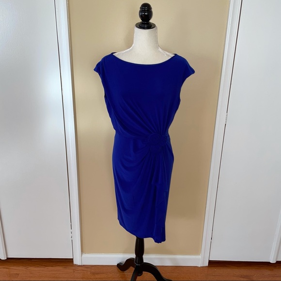Jones Studio Royal Blue Rose Detail Dress - Picture 3 of 7